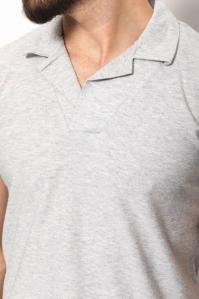 Mcr Patterned Slim Fit Lapel Collar Men's T-Shirt Gray - 36709.22Y