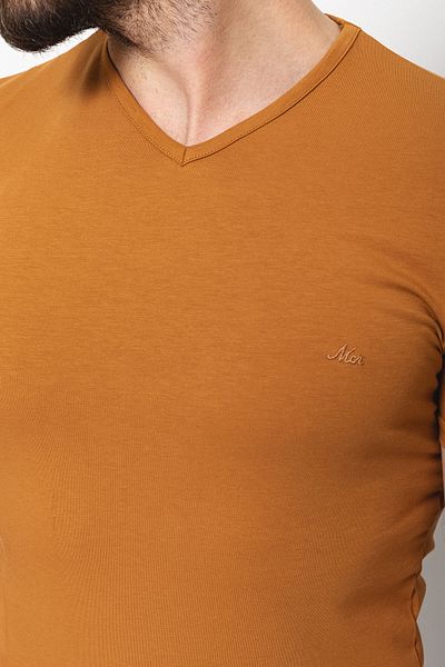 Mcr Plain Super Slim Fit V-Neck Basic Men's T-Shirt Camel - 36361.17Y
