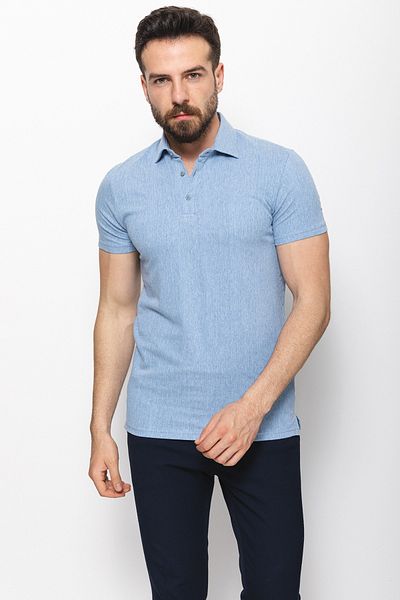 Mcr Patterned Slim Fit Polo Neck Men's T-Shirt Blue - 36714.22Y
