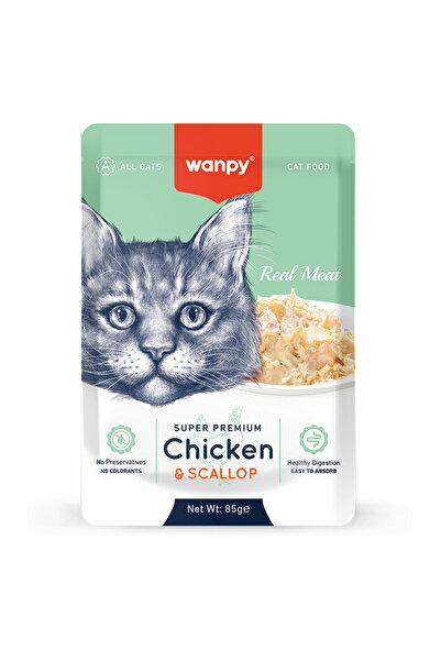 Wanpy Pouch Tavuklu&deniz Taraklı Kedi Yaş Maması 85 gr