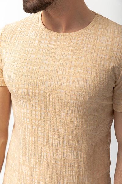 Mcr Ανδρικό μπλουζάκι με μοτίβο Slim Fit Crew Neck Beige - 36695.22y