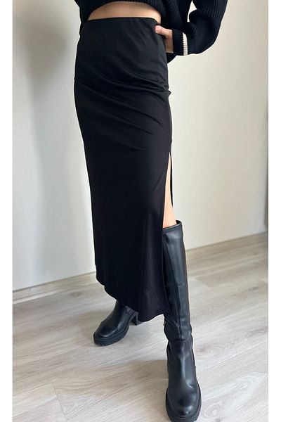 VOL Long Slit High Waist Skirt