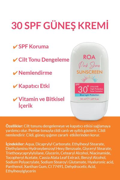 Roa Bitkisel Pink Shine Sunscreen 50 ml