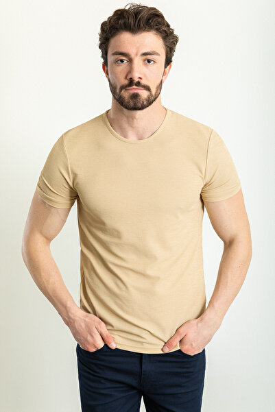 Mcr Ανδρικό μπλουζάκι με λεπτή εφαρμογή Crew Neck Beige - 36792.23Y