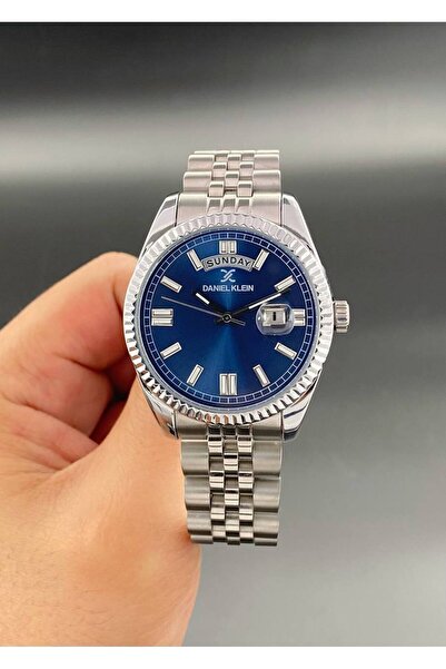 Daniel Klein Erkek Kol Saati Çelik kordon 3 ATM Su Geçirmez Gümüş Mavi Renk