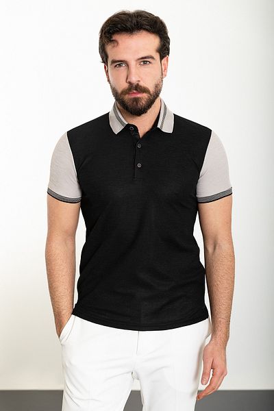 Mcr Partial Slim Fit Polo Neck Men's T-Shirt Black - 36822.24Y
