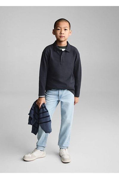 MANGO Kids Tricou polo cu mânecă lungă din bumbac