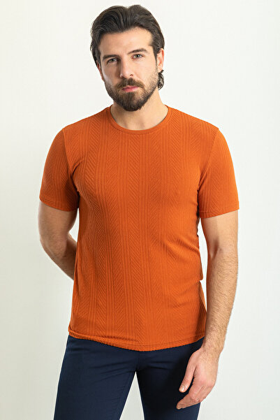 Mcr Ανδρικό μπλουζάκι με ριγέ σχέδιο Slim Fit Crew Neck Tile - 36791.23Y