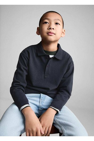 MANGO Kids Tricou polo cu mânecă lungă din bumbac