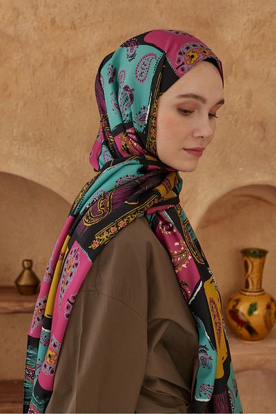Modakaşmir Paisley Patchwork Patterned Silky Shawl