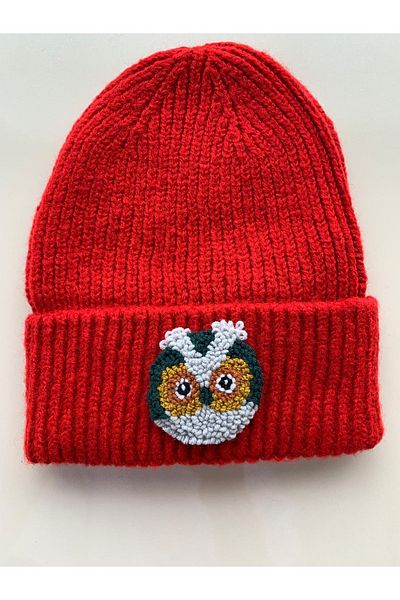 byebruketenci New Year's Red Owl Beret Punch Hat Gift