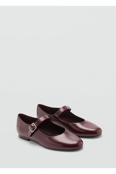 MANGO Woman Patent Leather Look Taped Ballerinas