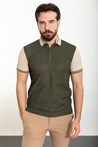 Mcr Partial Slim Fit Polo Neck Men's T-Shirt Khaki - 36822.24Y