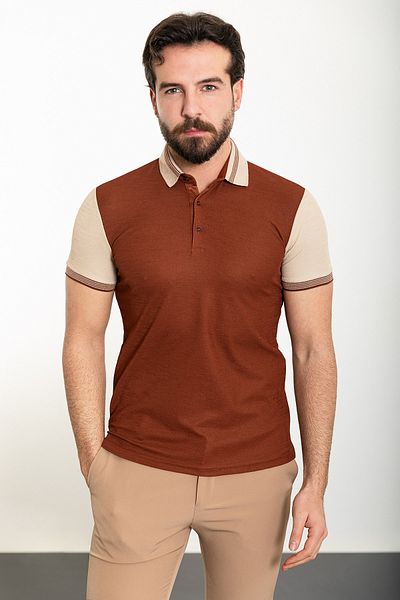 Mcr Partial Slim Fit Polo Neck Men's T-Shirt Tile - 36822.24Y