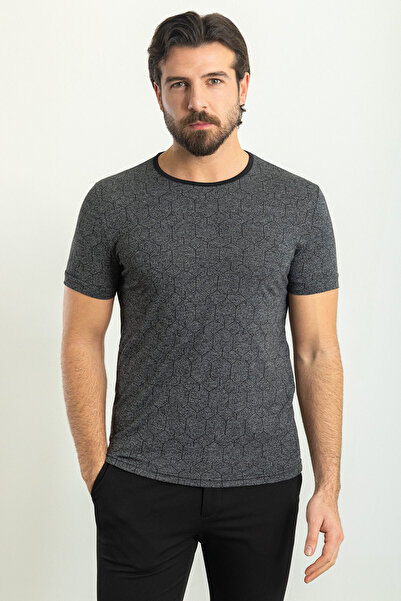 Mcr Ανδρικό μπλουζάκι με σχέδιο Slim Fit Crew Neck Μαύρο - 36784.23Y