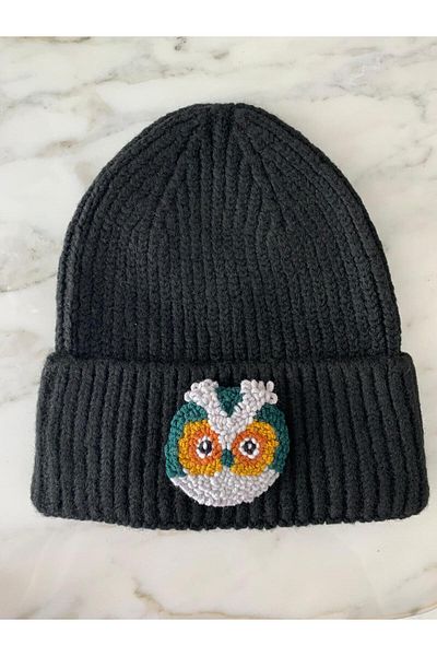 byebruketenci Black Owl Beret Punch Hat Christmas Gift