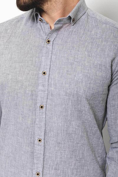 Mcr Plain Slim Fit Basic Linen Men's Shirt Gray - 37356.21Y