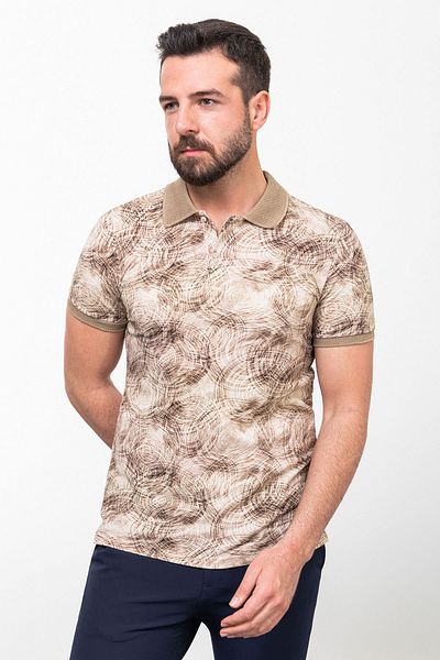 Mcr Patterned Slim Fit Polo Neck Men's T-Shirt Brown - 36798.23Y