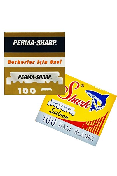 Permasharp Perma Sharp Berber Jileti 100'lü Paket, Shark Yarım Jilet 100'lü Paket ,Yarım Tıraş Bıçağı Seti 001