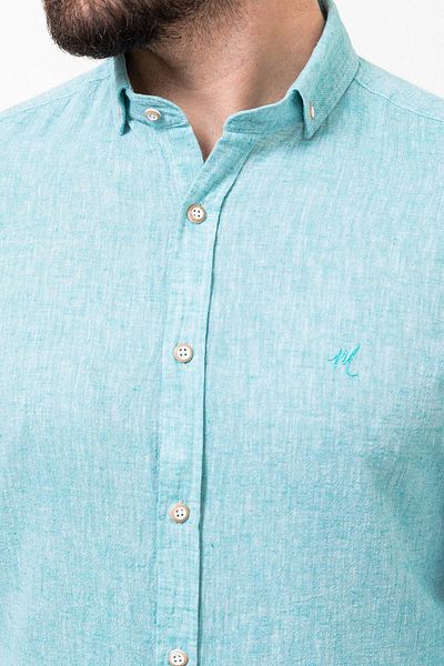 Mcr Plain Slim Fit Basic Linen Men's Shirt Turquoise - 37356.21Y