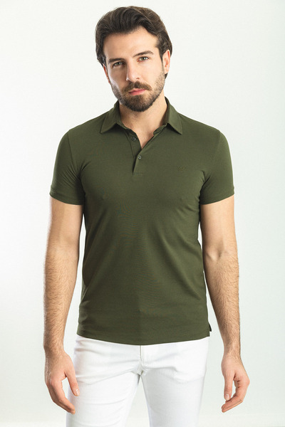 Mcr Plain Slim Fit Polo Neck Basic Men's T-Shirt Khaki - 36780.23Y