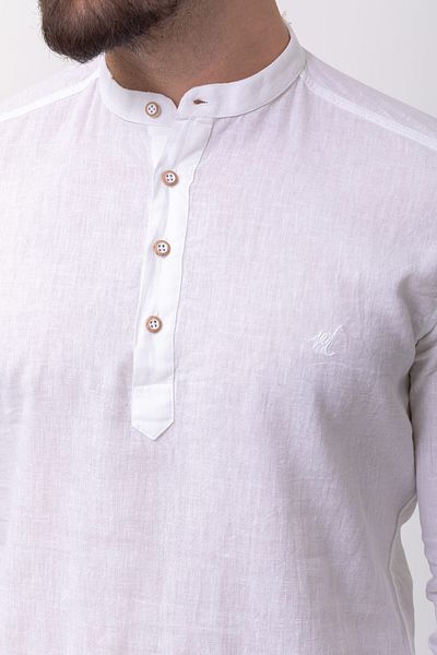 Mcr Patterned Slim Fit Judge Collar Linen Men's Shirt White - 37357.21Y