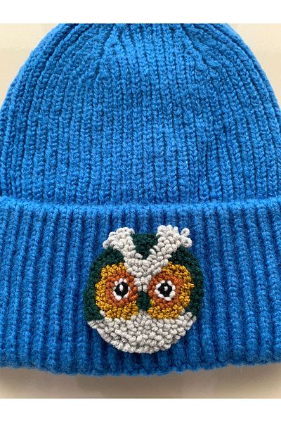 byebruketenci Blue Owl Beret Punch Hat Christmas Gift