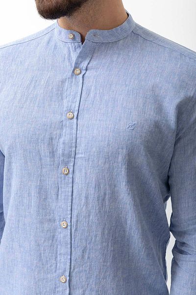 Mcr Straight Slim Fit Judge Collar Basic Linen Men's Shirt Saks - 37340.21Y