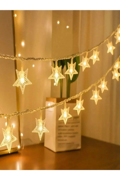 tml temalife Dekoratif 3,5 Metre 20 Yıldızlı Fişli Pirinç Led Günışığı Renk P...