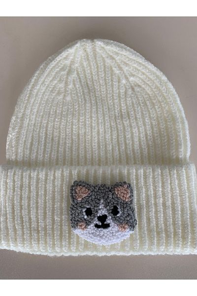 byebruketenci Christmas Cat Beanie Punčka Cream White Hat - Gift