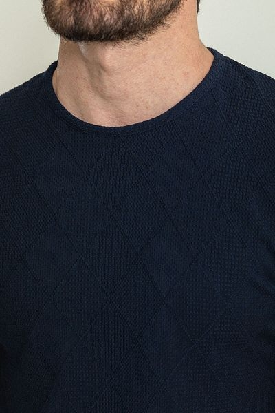 Mcr Checkered Patterned Slim Fit Crew Neck Men's T-Shirt Navy Blue - 36789.23Y