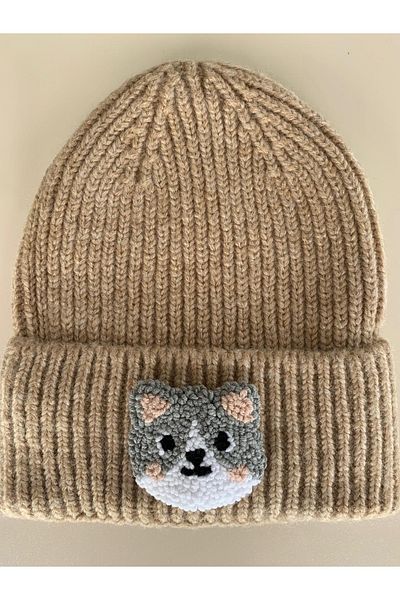 byebruketenci Beige Cat Beanie Punch Hat - Christmas Gift