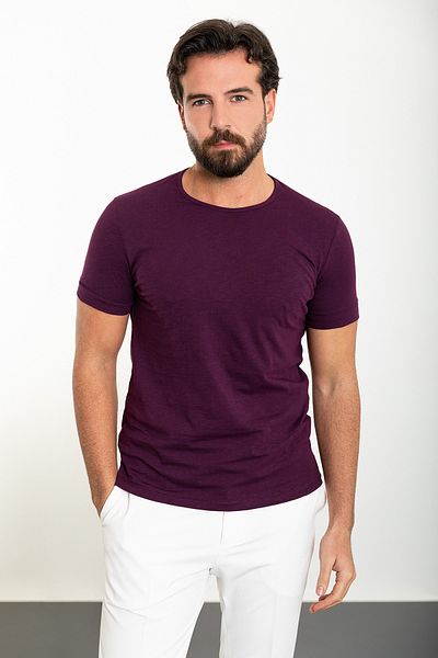 Mcr Plain Slim Fit Crew Neck Men's T-Shirt Purple - 36810.24Y