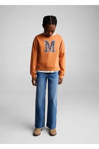 MANGO Kids Βαμβακερό φούτερ με λεπτομέρεια κεντήματος