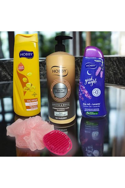 Hobby Set of 3 Salt Free Shampoo 1L, Good Night Shower Gel 450ml, Conditioner 500ml