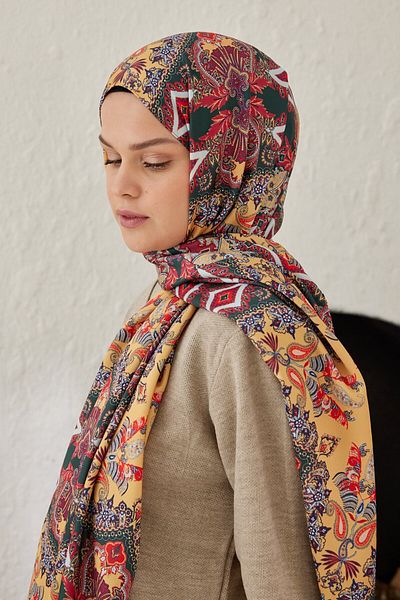Modakaşmir Pleat Patterned Silky Shawl