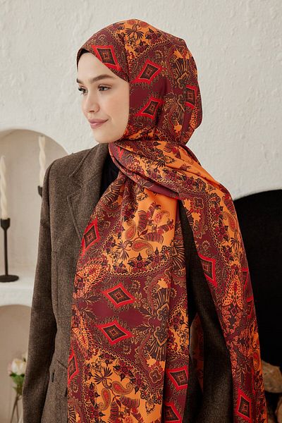 Modakaşmir Pleat Patterned Silky Shawl