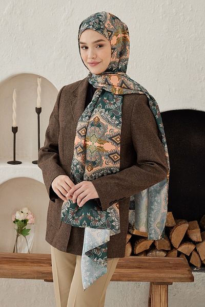 Modakaşmir Pleat Patterned Silky Shawl