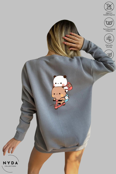 Nyda Collections Unisex duži rukav Bubu Dudu skuter printani okrugli izrez be...