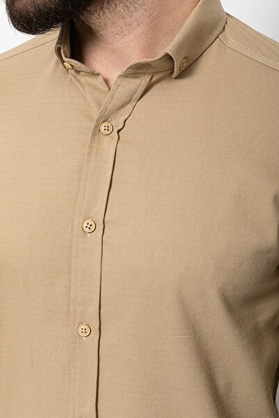 Mcr Ανδρικό πουκάμισο με σχέδια Slim Fit Μπεζ - 37594.22Y