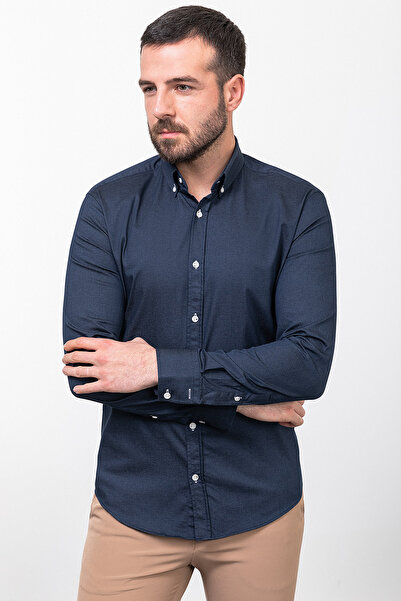 Mcr Чорна сорочка Slim Fit з довгими рукавами для чоловіків