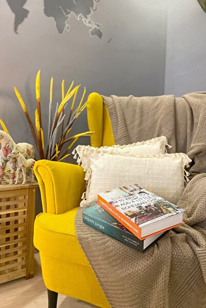 Sister Home Design 2 Adet Natural %100 Organik Pamuklu, Püsküllü, Dikdörtgen ...