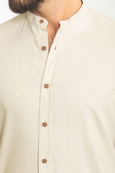 Mcr Patterned Slim Fit Judge Collar Long Sleeve Men's Shirt Beige - 37768.23Y
