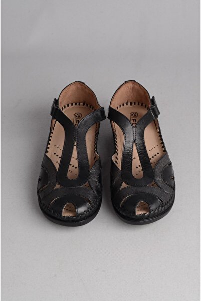 Forelli 22521 Sally Genuine Leather Orthopedic Women's Sandals Black