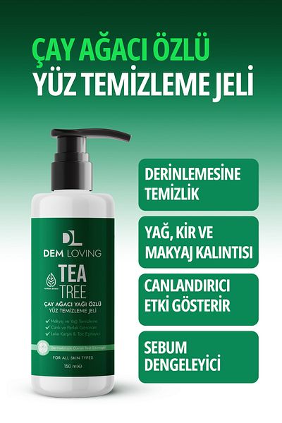 DEM LOVİNG Tea Tree Extract Facial Cleansing Gel |   Lighting |   Black Spot & Anti Acn |   Vitamin C |   150ml