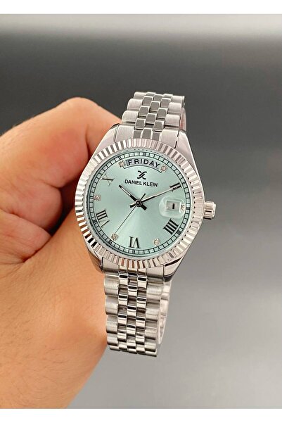 Daniel Klein Kadın Kol Saati Çelik kordon 3 ATM Su Geçirmez Gümüş Turkuaz Renk