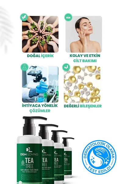 DEM LOVİNG Tea Tree Extract Facial Cleansing Gel |   Lighting |   Black Spot & Anti Acn |   Vitamin C |   150ml