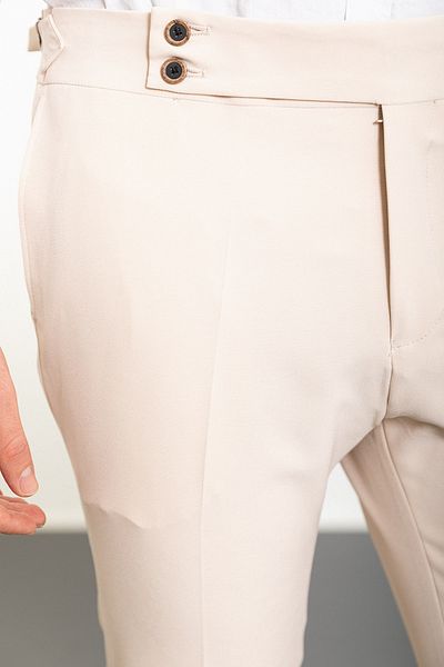 Mcr Straight Super Slim Fit Belted Men's Trousers Stone - 38138.23Y