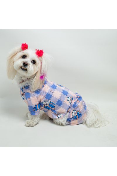 Buddy Store تي شيرت وسروال قصير بتصميم قطة وكلب أرجواني