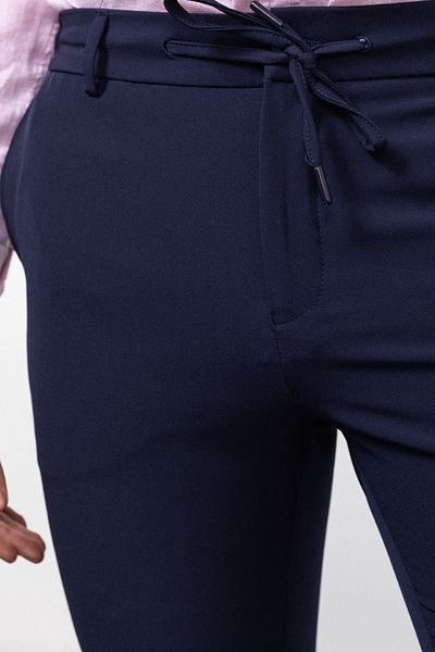 Mcr Straight Super Slim Fit Drawstring Men's Trousers Navy Blue - 38169.23Y